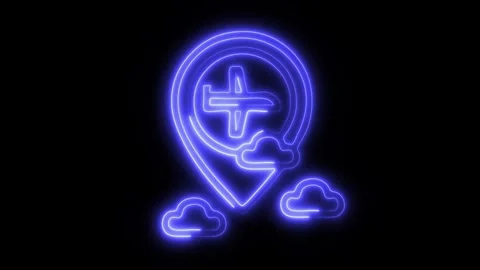 Glowing Travel Flight Icon in HD Video Neon Animation Stock Footage 304556003