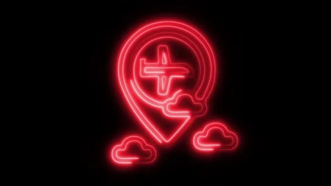 Glowing Travel Flight Icon in HD Video Neon Animation Stock Footage 304556010