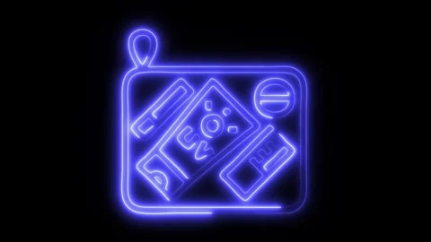 Glowing Travel Kit Icon in HD Video Neon Animation Stock Footage 304556115