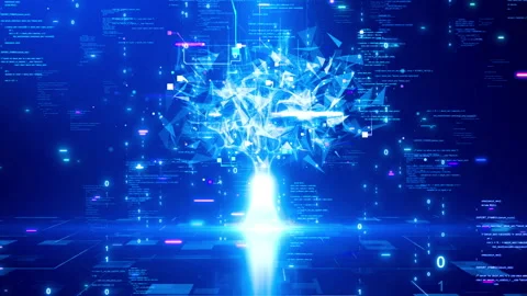 A glowing tree symbolizing artificial intelligence or the growth of digital.. Stock Footage 283805647