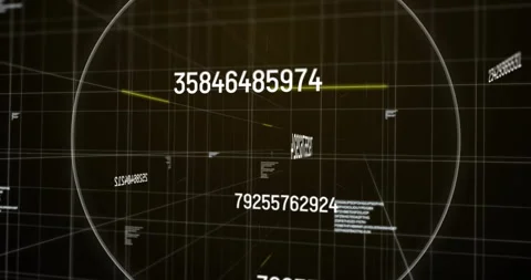 Glowing triangle with numbers and data processing animation over grid background Stock Footage 303540612