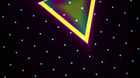 Glowing triangle shape with dots on black background. Stock Footage 336701208