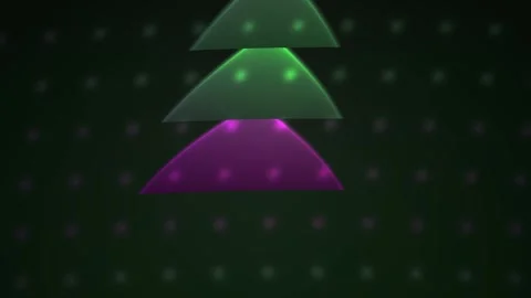 Glowing triangle shapes in dark background with purple green and grey colors. Stock Footage 336701189