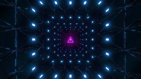 Glowing triangle wireframe design 3d illustration background wallpaper, Illustrazione stock