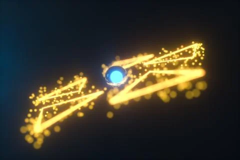 Glowing triangles and particles with dark background, 3d rendering. Stock Illustration