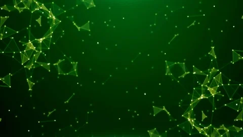 Glowing triangles and particles on a green abstract background Stock Footage 81550601
