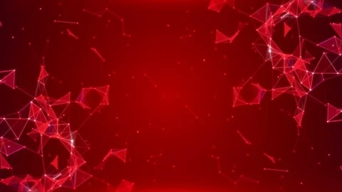 Glowing triangles and particles on a red abstract background Stock Footage 81733181