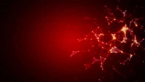 Glowing triangles and shimmering dots on a red background Video stock 163272361