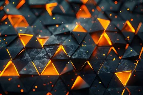 Glowing triangles on geometric background Stock Photos