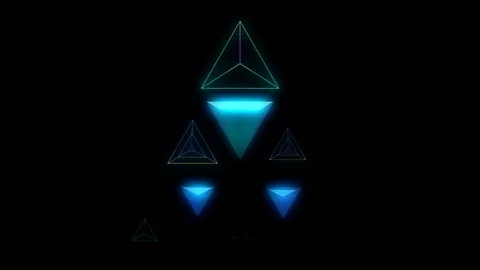 Glowing triangular looping 3D geometric UI shape Stock Footage 79092232