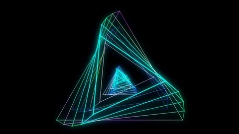 Glowing triangular looping 3D geometric UI shape Stock Footage 79092306