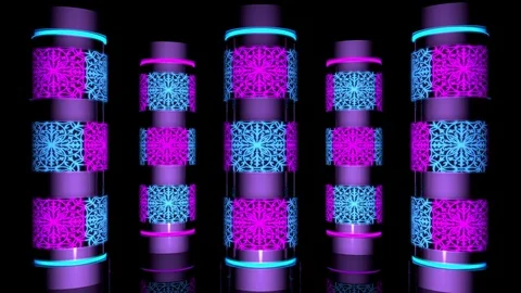 Glowing Tribe Pillar VJ Loops Stock Footage 74360217