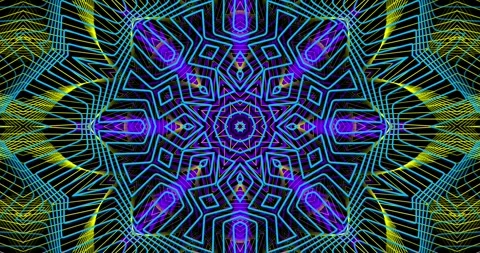 Glowing trippy psytrance light mandala abstract psychedelic Background Stock Footage 244457944