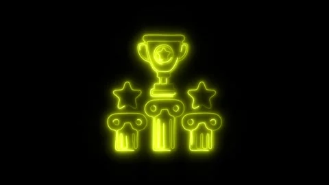 Glowing Trophy Icon and Symbol in HD Video Neon Stock Footage 304559844