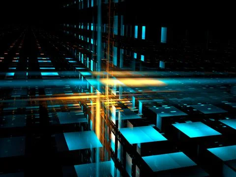 Glowing tunnel - abstract digitally generated 3d illustration Stock Illustration