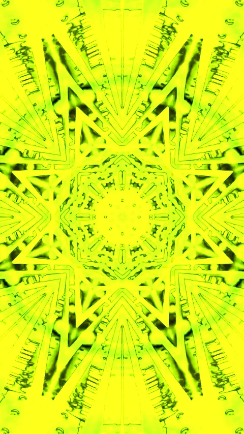 Glowing tunnel abstract loop with geometric patterns in neon green and yellow Stock Footage 321570890