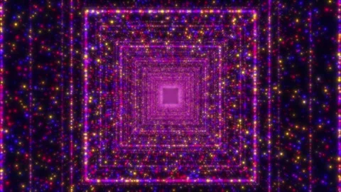 A glowing tunnel formed by concentric square frames. Vídeos de archivo 303845430