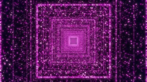 A glowing tunnel formed by concentric square frames. Vídeos de archivo 303845496