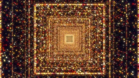 A glowing tunnel formed by concentric square frames. Vídeo Stock 303845674