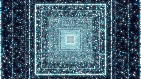 A glowing tunnel formed by concentric square frames. 動画素材 303845679