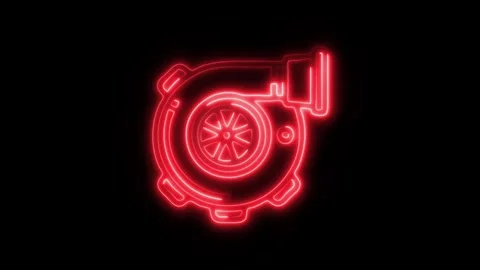 Glowing Turbo Engine Icon and Symbol in HD Video Neon Stock Footage 304558413