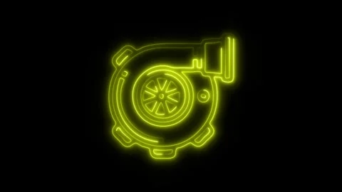 Glowing Turbo Engine Icon and Symbol in HD Video Neon Stock Footage 304558418