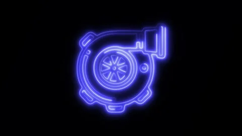 Glowing Turbo Engine Icon and Symbol in HD Video Neon Stock Footage 304558420