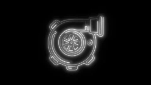 Glowing Turbo Engine Icon and Symbol in HD Video Neon Stock Footage 304558423
