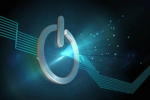 Glowing turn off button on black background Stock Illustration