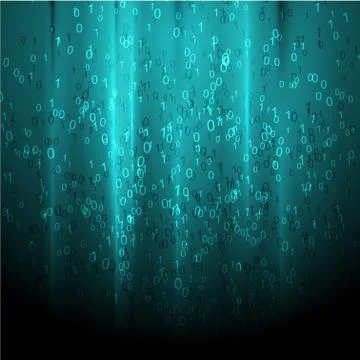 Glowing turquoise binary code numbers abstract technology background Stock Illustration
