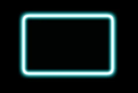A glowing turquoise neon rectangle displayed on a black background, creating  Stock Illustration