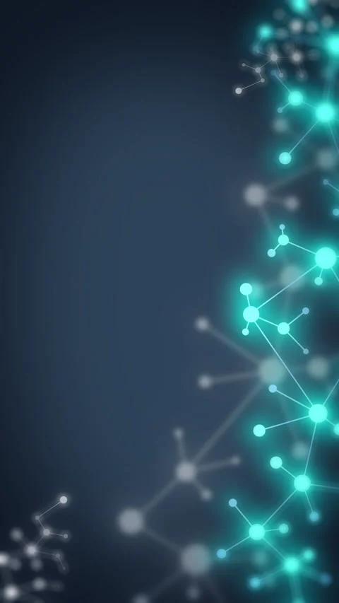 Glowing turquoise nodes on dark blue background. Loop animation. Vertical video. Stock Footage 319989957
