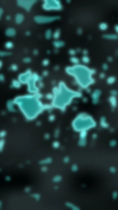 Glowing turquoise particles on dark background. 2d animation Stock Footage 346039091