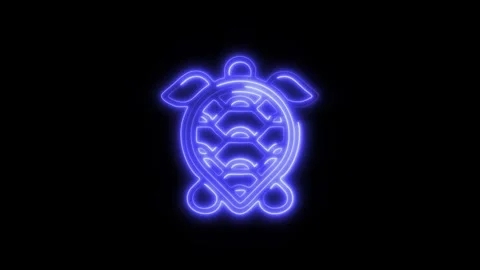 Glowing Turtle Icon and Symbol in HD Video Neon Stock Footage 304558289