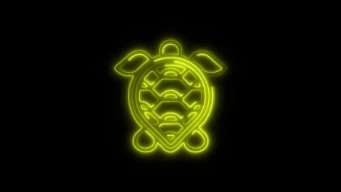 Glowing Turtle Icon and Symbol in HD Video Neon Stock Footage 304558296