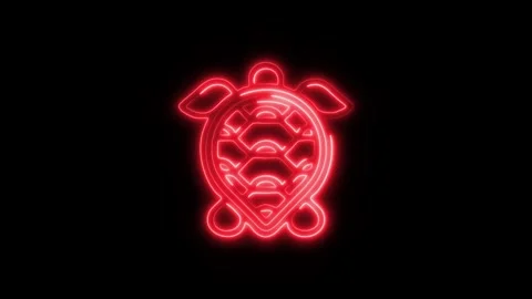 Glowing Turtle Icon and Symbol in HD Video Neon Stock Footage 304558297
