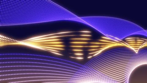 Glowing twisting waves of lines and particles. Waving particle lines background. Stock Illustration