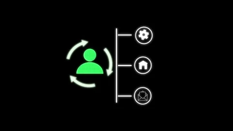 Glowing UI icon of user profile with circular arrows and vertical menu of s.. Stock Footage 337131957