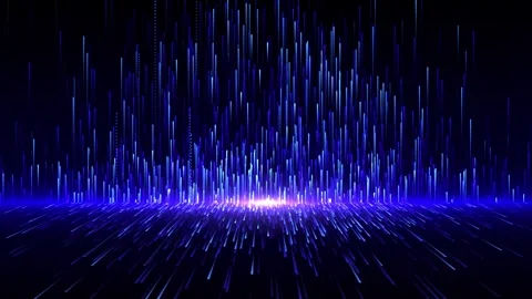Glowing ultraviolet particles lines fly up. blue background Video stock 317447467