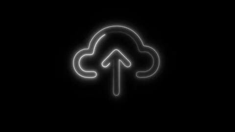 Glowing Upload Icon in HD Video Neon Animation Stock Footage 304555686