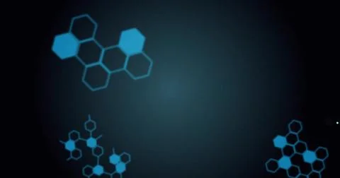 Glowing upper-left cyan hexagon cluster occupying left side in wallpaper, radial Illustrazione stock