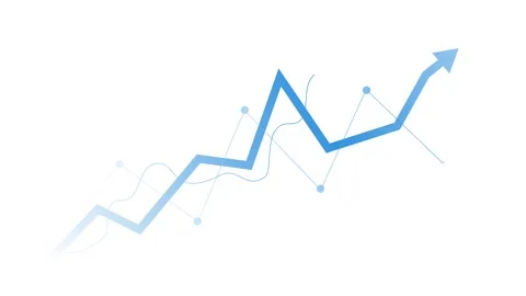 Glowing upward line graph with an arrow growth progress and financial succe.. Stock Footage 340383538