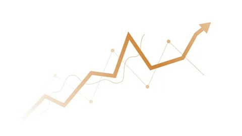 Glowing upward line graph with an arrow growth progress and financial succe.. Stock Footage 340383546