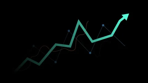 Glowing upward line graph with an arrow growth progress and financial succe.. Stock Footage 340384061