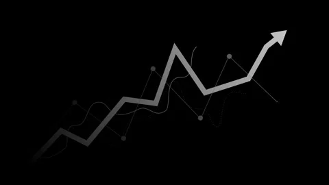 Glowing upward line graph with an arrow growth progress and financial succe.. Stock Footage 340384072