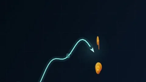 Glowing Upward Trending Line Graph With Golden Crypto Coins During Bullish Boom Stock Footage 340797318