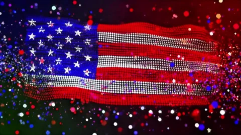 Glowing USA Flag Particle Wave Animation 库存影片 338066750