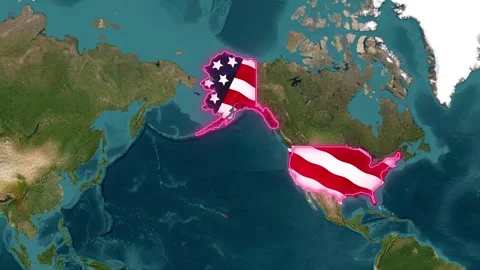 Glowing USA Map Motion Graphic with Animated Flag Stock Footage 340467469