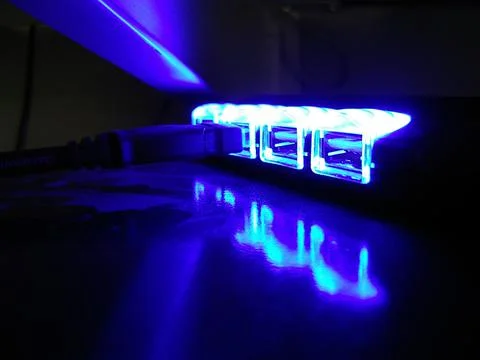 Glowing USB hub technology Stock Photos