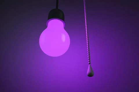 Glowing UV light bulb and rope switch. Stock Illustration